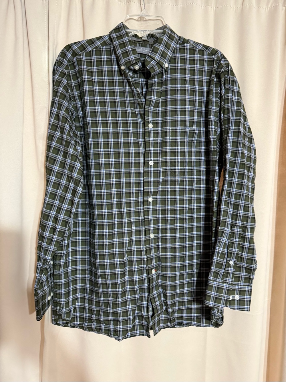 Cremiux Men's Green Plaid Button-Down Shirt